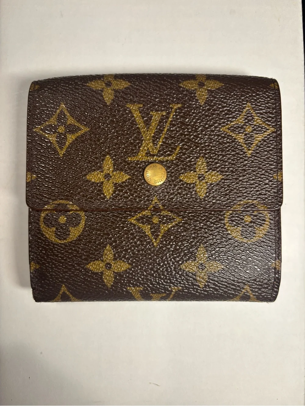 Louis Vuitton Monogram Canvas Elise Compact Wallet Portefeuille France Brown